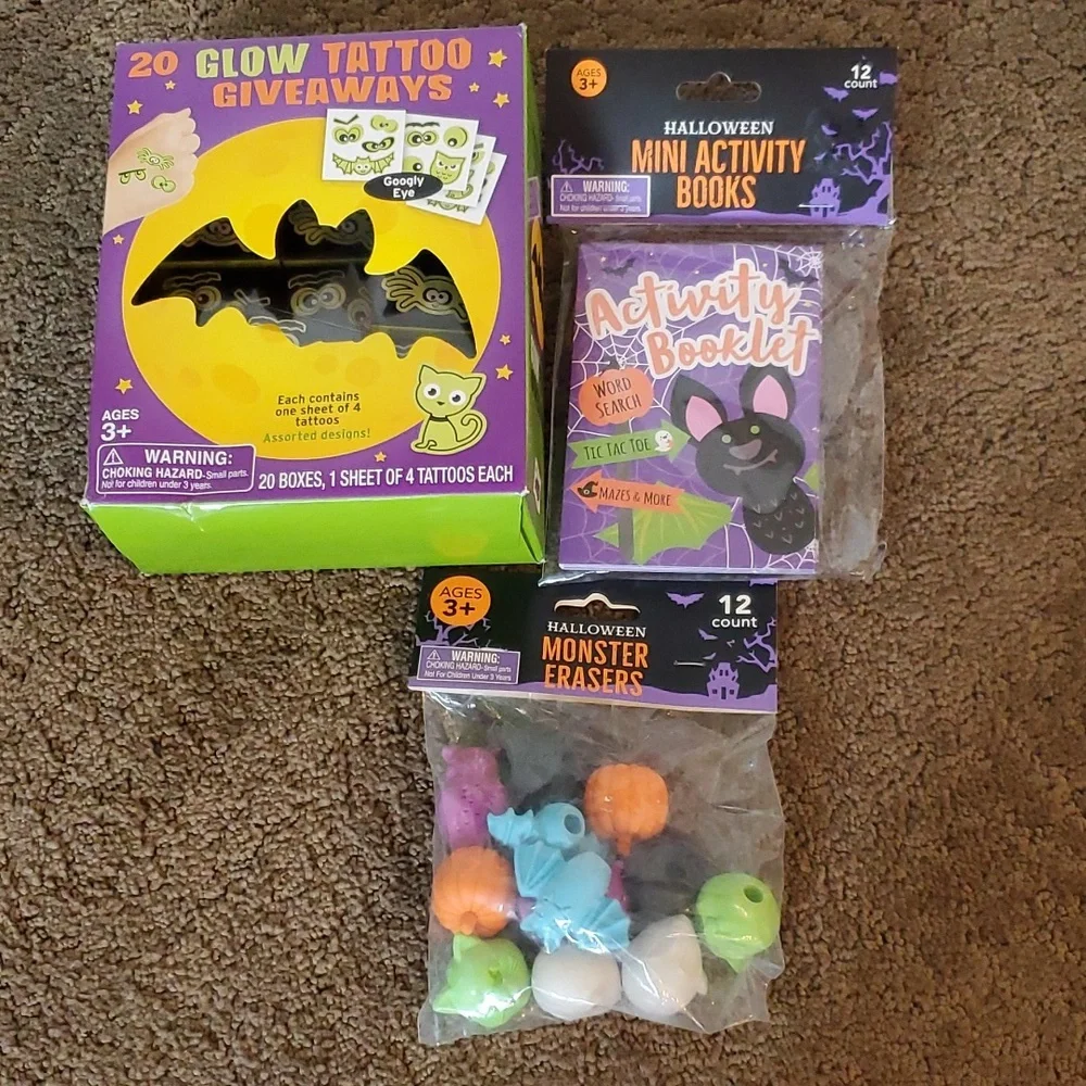 HALLOWEEN PARTY Supplies Crafts Activities Treat Bags Prizes Tattoos Masks NIP
